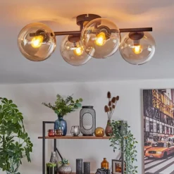 Gastor Plafonnier, Boule lumineuse Ambre, Clair, 4 lumières