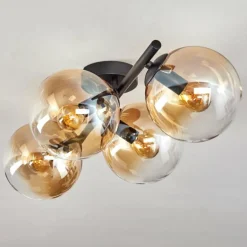 Gastor Plafonnier, Boule lumineuse Ambre, Clair, 4 lumières