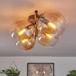 Gastor Plafonnier, Boule lumineuse Ambre, Clair, 4 lumières