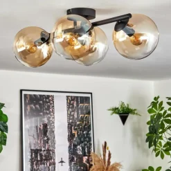 Gastor Plafonnier, Boule lumineuse Ambre, Clair, 4 lumières