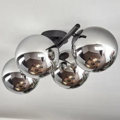 Gastor Plafonnier, Boule lumineuse Chrome, Fumé, 4 lumières