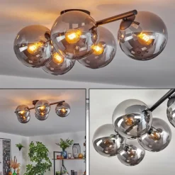 Gastor Plafonnier, Boule lumineuse Fumé, 5 lumières