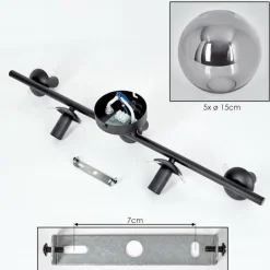 Gastor Plafonnier, Boule lumineuse Fumé, 5 lumières