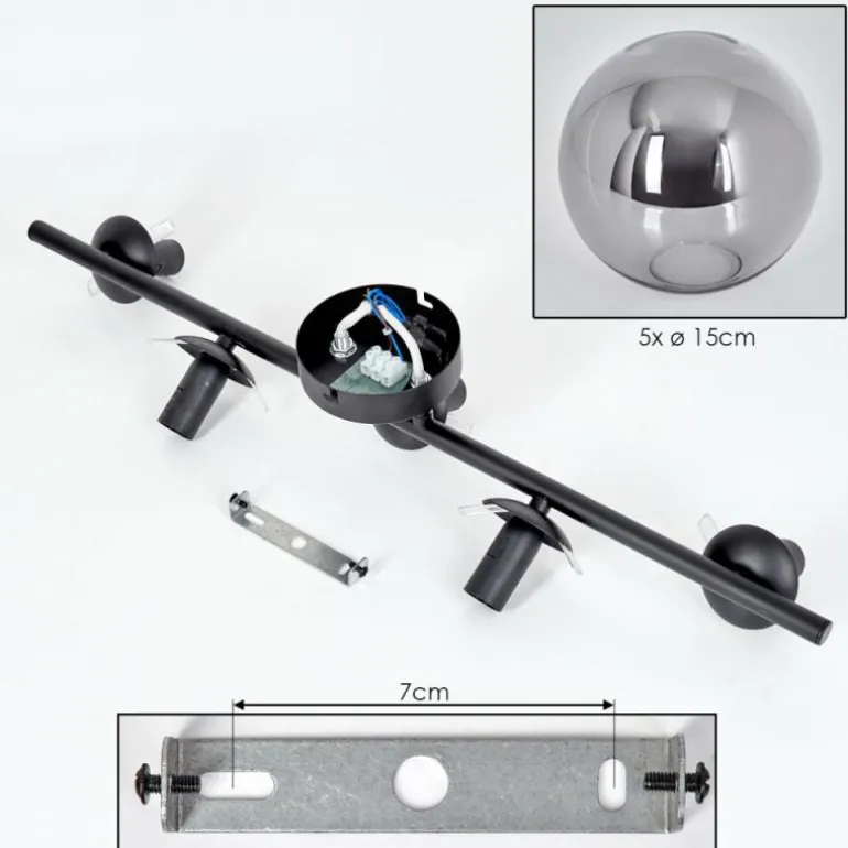 Gastor Plafonnier, Boule lumineuse Fumé, 5 lumières