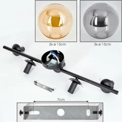 Gastor Plafonnier, Boule lumineuse Ambre, Fumé, 5 lumières