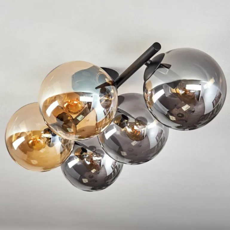 Gastor Plafonnier, Boule lumineuse Ambre, Fumé, 5 lumières