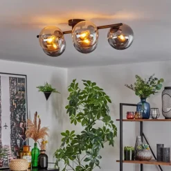 Gastor Plafonnier, Boule lumineuse Ambre, Fumé, 5 lumières