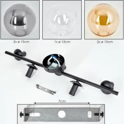 Gastor Plafonnier, Boule lumineuse Ambre, Clair, Fumé, 5 lumières