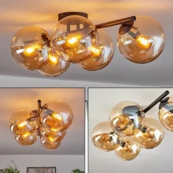 Gastor Plafonnier, Boule lumineuse Ambre, 5 lumières