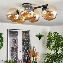 Gastor Plafonnier, Boule lumineuse Ambre, 5 lumières