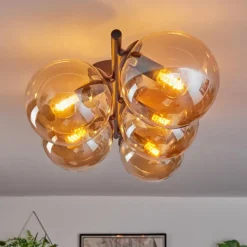 Gastor Plafonnier, Boule lumineuse Ambre, 5 lumières