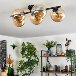 Gastor Plafonnier, Boule lumineuse Ambre, 5 lumières