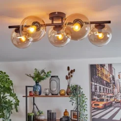 Gastor Plafonnier, Boule lumineuse Ambre, Clair, 5 lumières