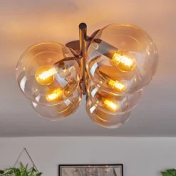 Gastor Plafonnier, Boule lumineuse Ambre, Clair, 5 lumières