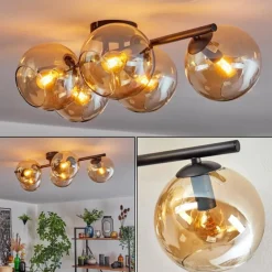 Gastor Plafonnier, Boule lumineuse Ambre, 5 lumières