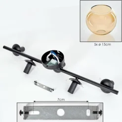 Gastor Plafonnier, Boule lumineuse Ambre, 5 lumières