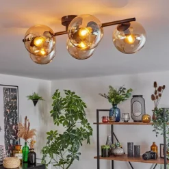 Gastor Plafonnier, Boule lumineuse Ambre, 5 lumières