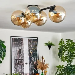 Gastor Plafonnier, Boule lumineuse Ambre, 5 lumières