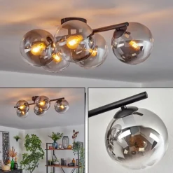 Gastor Plafonnier, Boule lumineuse Clair, Fumé, 5 lumières