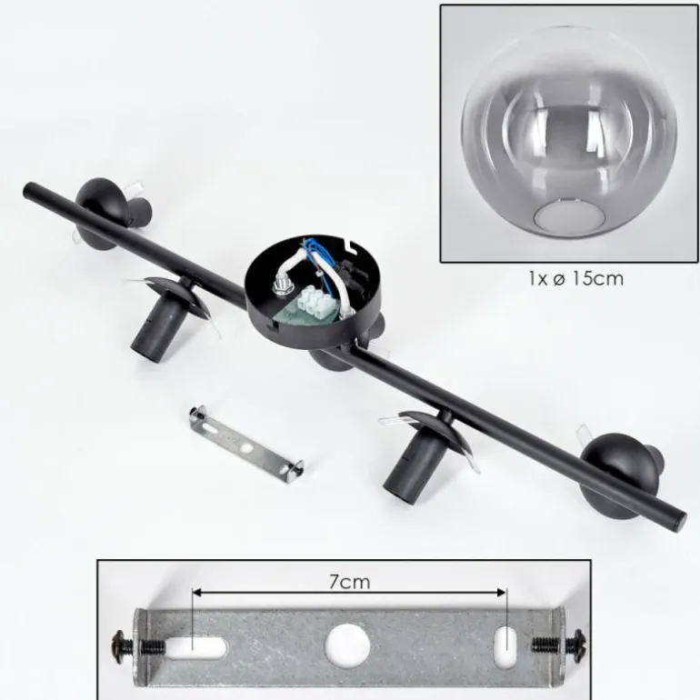 Gastor Plafonnier, Boule lumineuse Clair, Fumé, 5 lumières