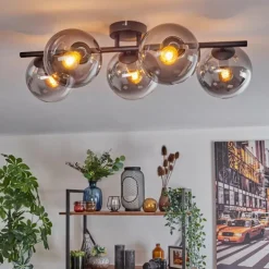 Gastor Plafonnier, Boule lumineuse Clair, Fumé, 5 lumières