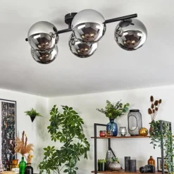 Gastor Plafonnier, Boule lumineuse Chrome, Fumé, 5 lumières