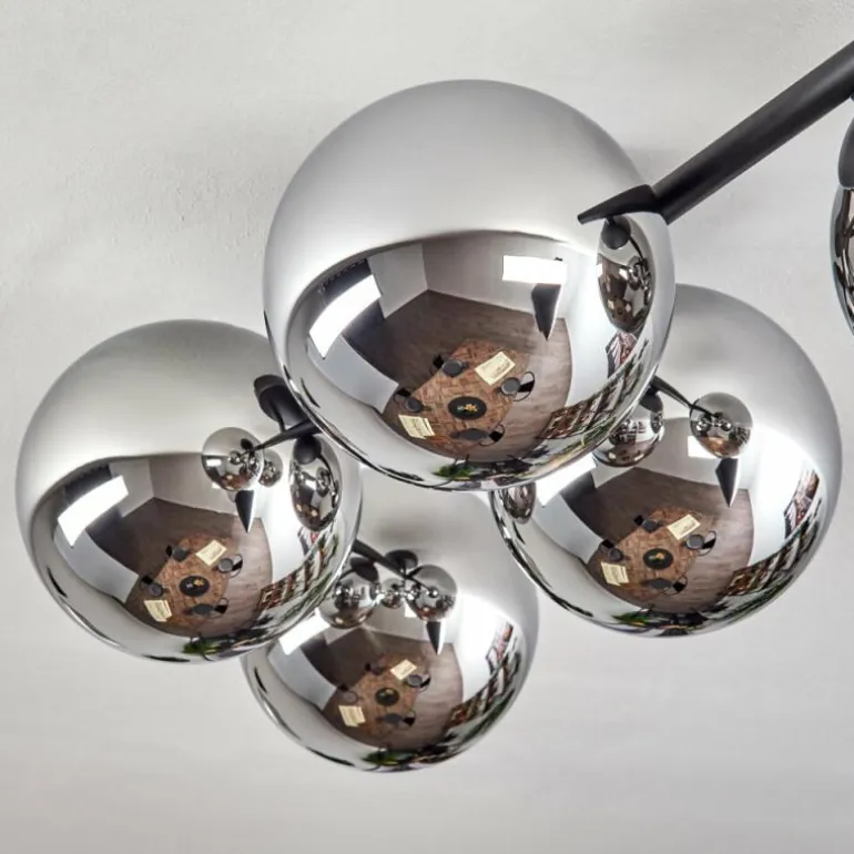 Gastor Plafonnier, Boule lumineuse Chrome, Fumé, 5 lumières