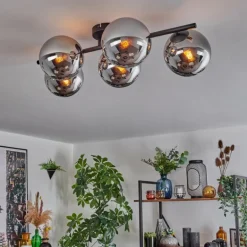 Gastor Plafonnier, Boule lumineuse Chrome, Fumé, 5 lumières