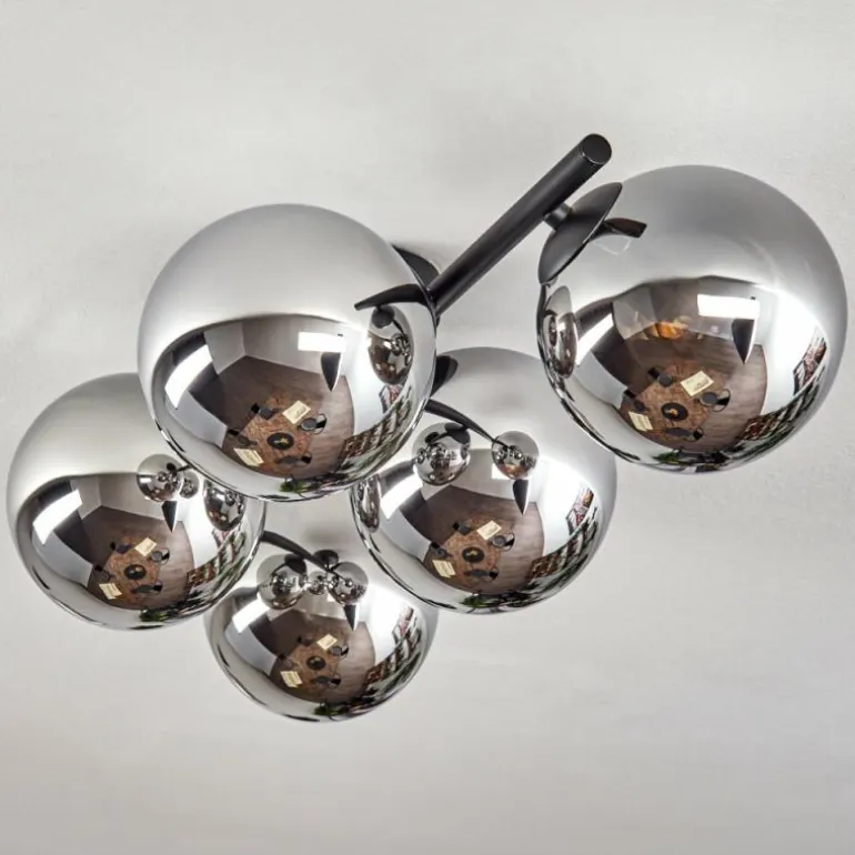 Gastor Plafonnier, Boule lumineuse Chrome, Fumé, 5 lumières