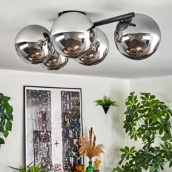 Gastor Plafonnier, Boule lumineuse Chrome, Fumé, 5 lumières
