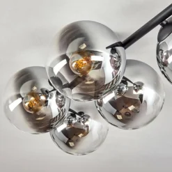 Gastor Plafonnier, Boule lumineuse Chrome, Clair, Fumé, 5 lumières