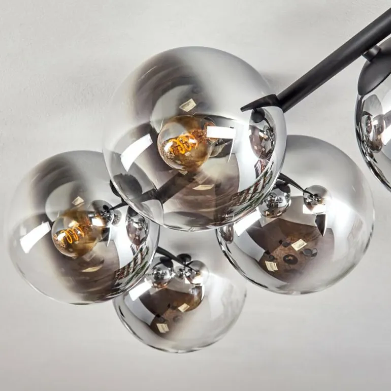 Gastor Plafonnier, Boule lumineuse Chrome, Clair, Fumé, 5 lumières