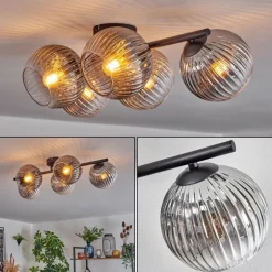 Gastor Plafonnier, Boule lumineuse Clair, Fumé, 5 lumières