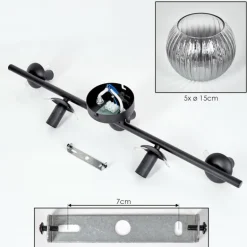 Gastor Plafonnier, Boule lumineuse Clair, Fumé, 5 lumières