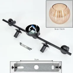 Gastor Plafonnier, Boule lumineuse Ambre, 5 lumières