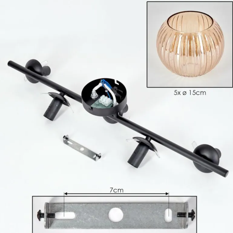 Gastor Plafonnier, Boule lumineuse Ambre, 5 lumières