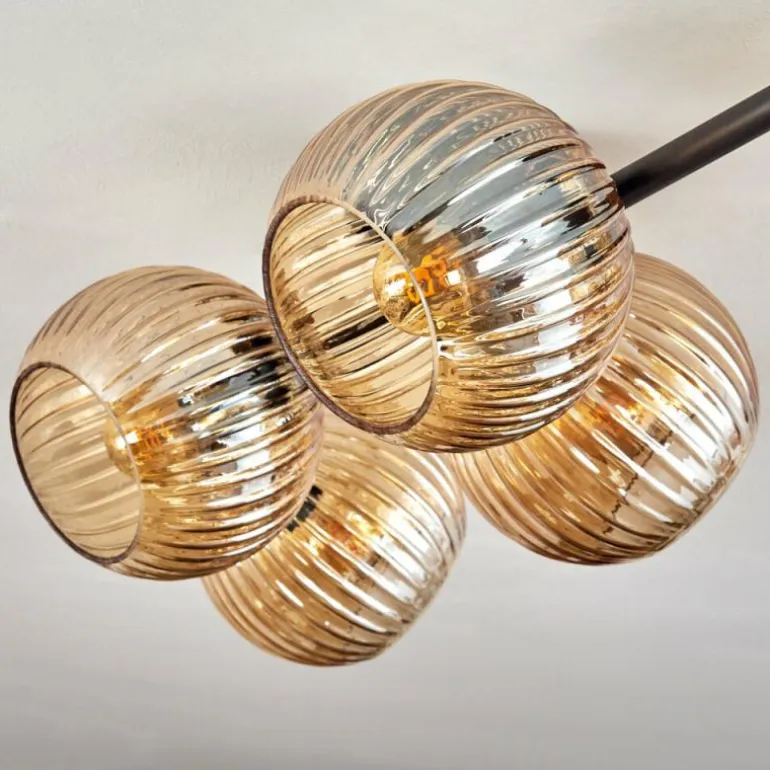 Gastor Plafonnier, Boule lumineuse Ambre, 5 lumières