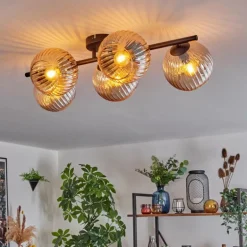 Gastor Plafonnier, Boule lumineuse Ambre, 5 lumières