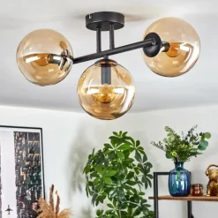 Gastor Plafonnier, Boule lumineuse Ambre, 3 lumières