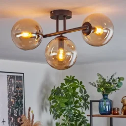 Gastor Plafonnier, Boule lumineuse Ambre, 3 lumières