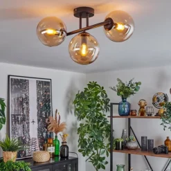 Gastor Plafonnier, Boule lumineuse Ambre, 3 lumières
