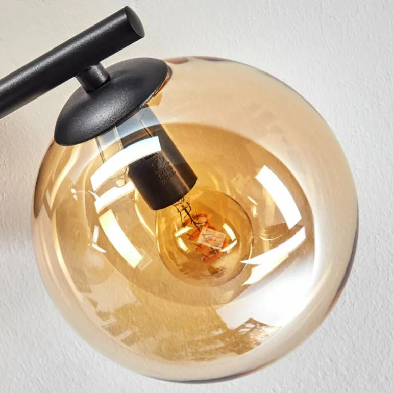 Gastor Plafonnier, Boule lumineuse Ambre, Fumé, 3 lumières