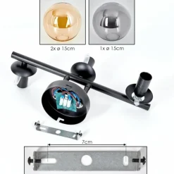 Gastor Plafonnier, Boule lumineuse Ambre, Fumé, 3 lumières