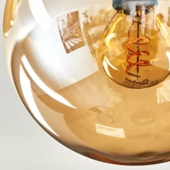 Gastor Plafonnier, Boule lumineuse Ambre, Fumé, 3 lumières