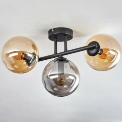 Gastor Plafonnier, Boule lumineuse Ambre, Fumé, 3 lumières