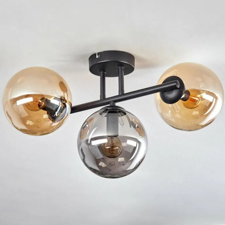 Gastor Plafonnier, Boule lumineuse Ambre, Fumé, 3 lumières