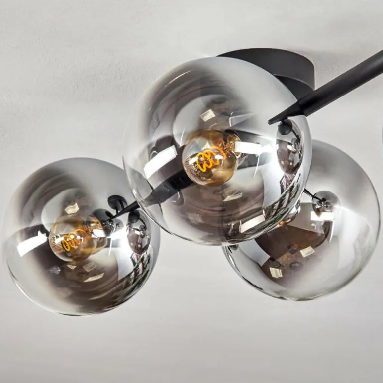 Gastor Plafonnier, Boule lumineuse Chrome, Clair, Fumé, 4 lumières