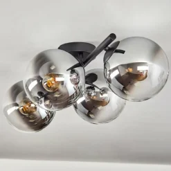 Gastor Plafonnier, Boule lumineuse Chrome, Clair, Fumé, 4 lumières