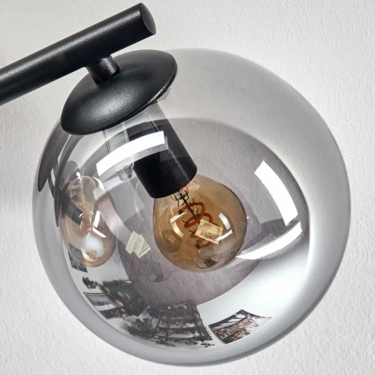 Gastor Plafonnier, Boule lumineuse Ambre, Fumé, 3 lumières