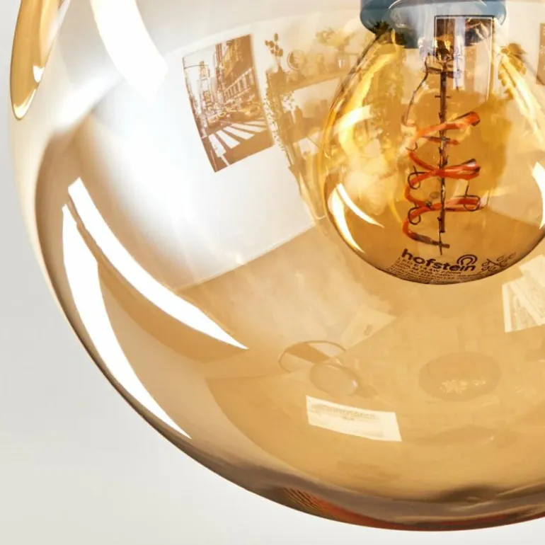Gastor Plafonnier, Boule lumineuse Ambre, Fumé, 3 lumières
